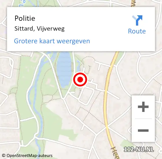 Locatie op kaart van de 112 melding: Politie Sittard, Vijverweg op 3 april 2023 14:41