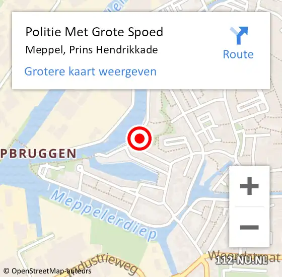 Locatie op kaart van de 112 melding: Politie Met Grote Spoed Naar Meppel, Prins Hendrikkade op 3 april 2023 14:41