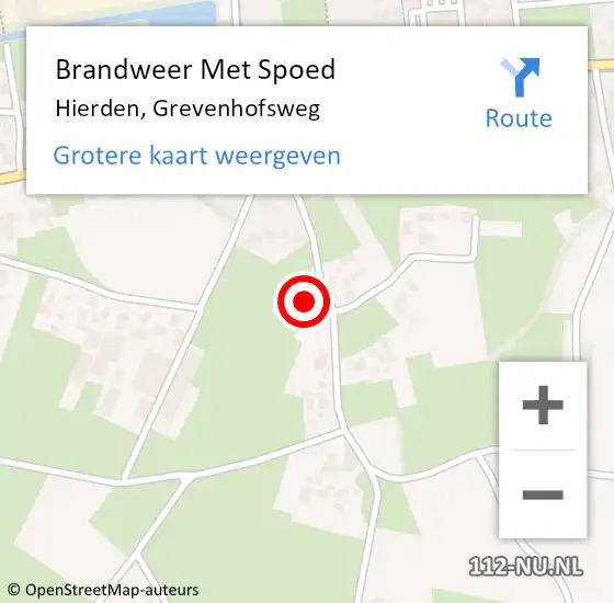 Locatie op kaart van de 112 melding: Brandweer Met Spoed Naar Hierden, Grevenhofsweg op 3 april 2023 15:04