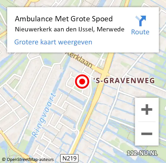 Locatie op kaart van de 112 melding: Ambulance Met Grote Spoed Naar Nieuwerkerk aan den IJssel, Merwede op 3 april 2023 15:07