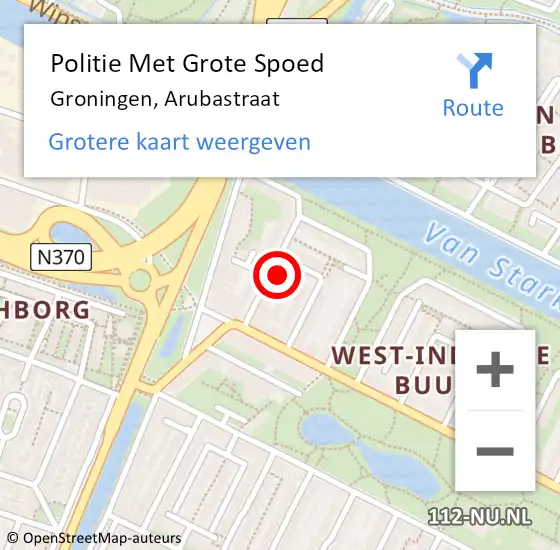 Locatie op kaart van de 112 melding: Politie Met Grote Spoed Naar Groningen, Arubastraat op 3 april 2023 15:38