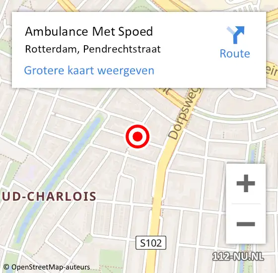 Locatie op kaart van de 112 melding: Ambulance Met Spoed Naar Rotterdam, Pendrechtstraat op 3 april 2023 15:39