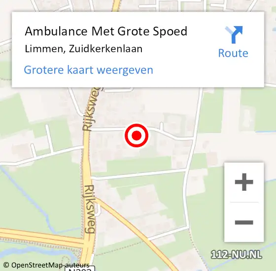 Locatie op kaart van de 112 melding: Ambulance Met Grote Spoed Naar Limmen, Zuidkerkenlaan op 3 april 2023 15:54