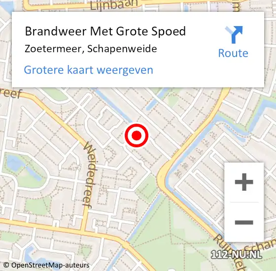 Locatie op kaart van de 112 melding: Brandweer Met Grote Spoed Naar Zoetermeer, Schapenweide op 3 april 2023 16:13