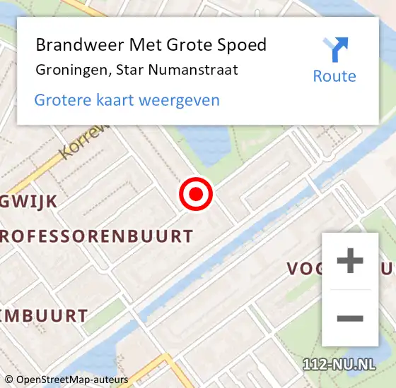 Locatie op kaart van de 112 melding: Brandweer Met Grote Spoed Naar Groningen, Star Numanstraat op 3 april 2023 16:17