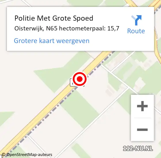 Locatie op kaart van de 112 melding: Politie Met Grote Spoed Naar Oisterwijk, N65 hectometerpaal: 15,7 op 3 april 2023 16:23