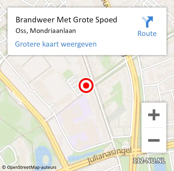 Locatie op kaart van de 112 melding: Brandweer Met Grote Spoed Naar Oss, Mondriaanlaan op 3 april 2023 16:35