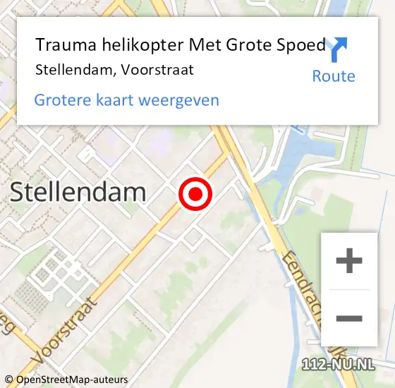 Locatie op kaart van de 112 melding: Trauma helikopter Met Grote Spoed Naar Stellendam, Voorstraat op 3 april 2023 16:37
