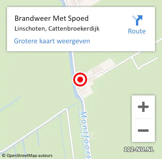 Locatie op kaart van de 112 melding: Brandweer Met Spoed Naar Linschoten, Cattenbroekerdijk op 21 augustus 2014 08:06