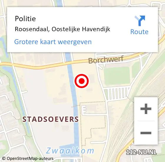 Locatie op kaart van de 112 melding: Politie Roosendaal, Oostelijke Havendijk op 3 april 2023 17:19