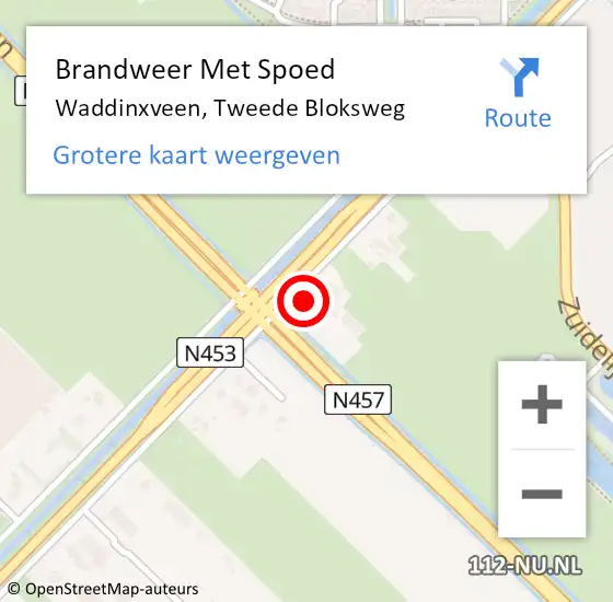 Locatie op kaart van de 112 melding: Brandweer Met Spoed Naar Waddinxveen, Tweede Bloksweg op 21 augustus 2014 08:09