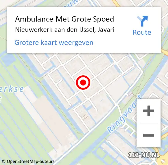 Locatie op kaart van de 112 melding: Ambulance Met Grote Spoed Naar Nieuwerkerk aan den IJssel, Javari op 3 april 2023 17:36