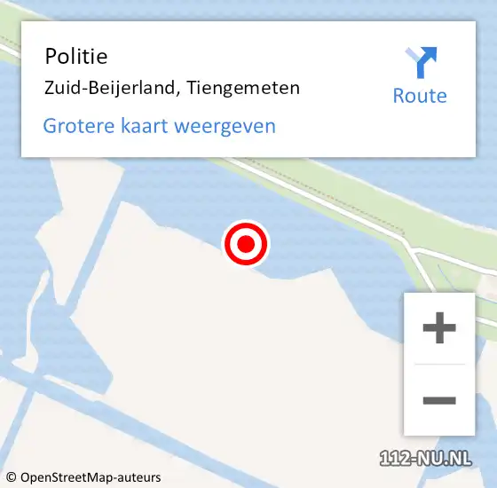 Locatie op kaart van de 112 melding: Politie Zuid-Beijerland, Tiengemeten op 3 april 2023 17:41