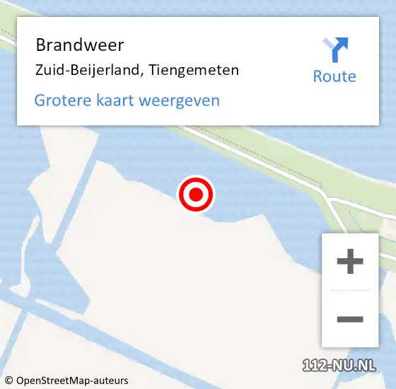 Locatie op kaart van de 112 melding: Brandweer Zuid-Beijerland, Tiengemeten op 3 april 2023 17:46