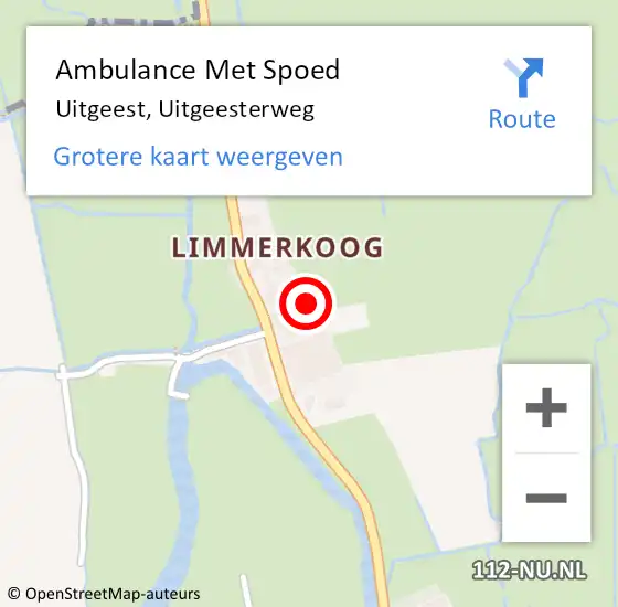 Locatie op kaart van de 112 melding: Ambulance Met Spoed Naar Uitgeest, Uitgeesterweg op 3 april 2023 18:04