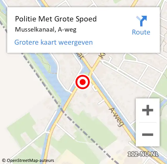 Locatie op kaart van de 112 melding: Politie Met Grote Spoed Naar Musselkanaal, A-weg op 3 april 2023 18:23