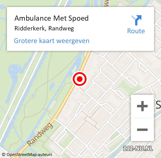 Locatie op kaart van de 112 melding: Ambulance Met Spoed Naar Ridderkerk, Randweg op 3 april 2023 19:05