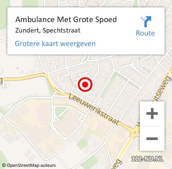 Locatie op kaart van de 112 melding: Ambulance Met Grote Spoed Naar Zundert, Spechtstraat op 21 augustus 2014 08:23