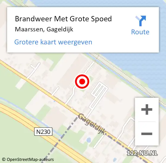 Locatie op kaart van de 112 melding: Brandweer Met Grote Spoed Naar Maarssen, Gageldijk op 3 april 2023 19:16