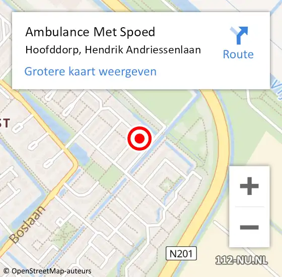 Locatie op kaart van de 112 melding: Ambulance Met Spoed Naar Hoofddorp, Hendrik Andriessenlaan op 3 april 2023 19:27