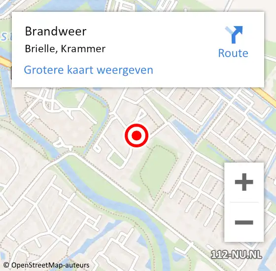 Locatie op kaart van de 112 melding: Brandweer Brielle, Krammer op 3 april 2023 19:30