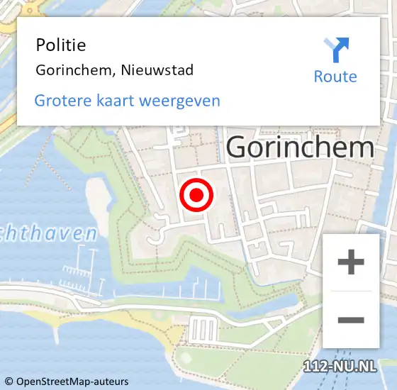 Locatie op kaart van de 112 melding: Politie Gorinchem, Nieuwstad op 3 april 2023 19:34