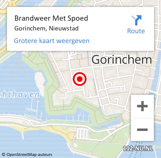 Locatie op kaart van de 112 melding: Brandweer Met Spoed Naar Gorinchem, Nieuwstad op 3 april 2023 19:35