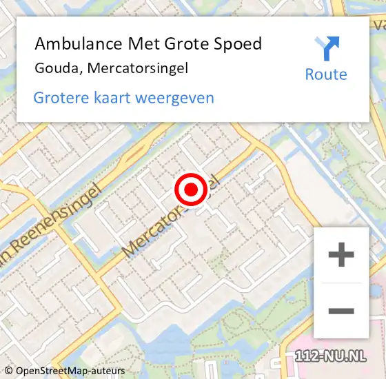 Locatie op kaart van de 112 melding: Ambulance Met Grote Spoed Naar Gouda, Mercatorsingel op 3 april 2023 19:40