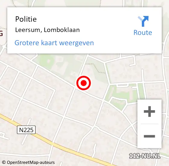 Locatie op kaart van de 112 melding: Politie Leersum, Lomboklaan op 3 april 2023 19:52