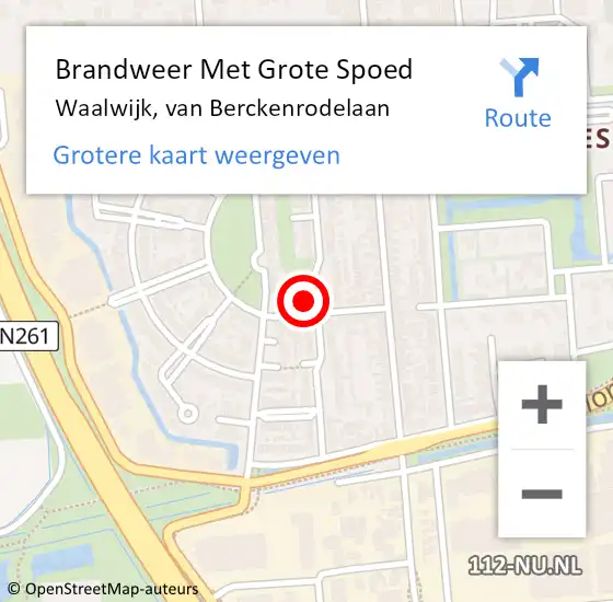 Locatie op kaart van de 112 melding: Brandweer Met Grote Spoed Naar Waalwijk, van Berckenrodelaan op 3 april 2023 19:56