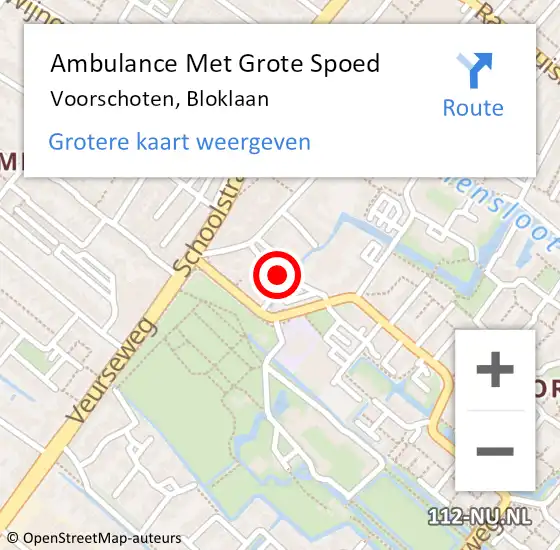 Locatie op kaart van de 112 melding: Ambulance Met Grote Spoed Naar Voorschoten, Bloklaan op 3 april 2023 19:57