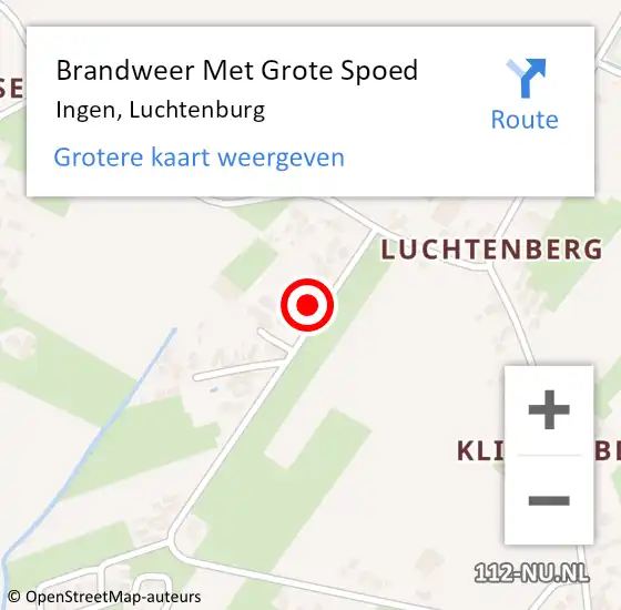 Locatie op kaart van de 112 melding: Brandweer Met Grote Spoed Naar Ingen, Luchtenburg op 3 april 2023 20:21