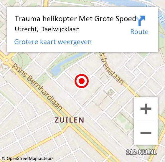 Locatie op kaart van de 112 melding: Trauma helikopter Met Grote Spoed Naar Utrecht, Daelwijcklaan op 3 april 2023 20:37