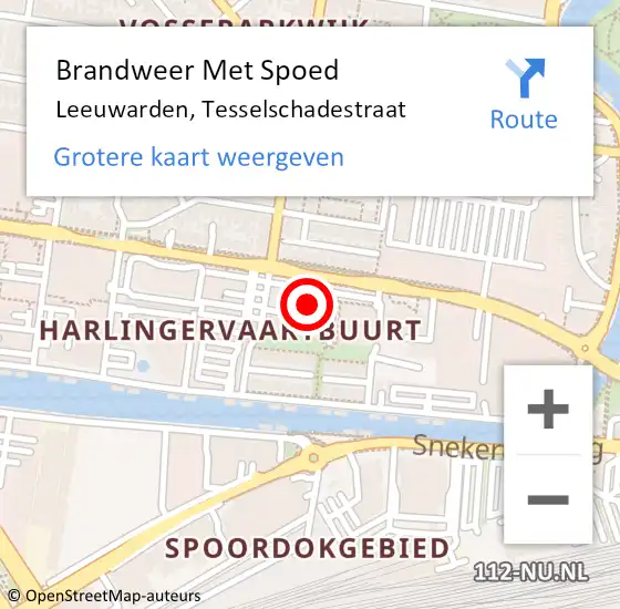 Locatie op kaart van de 112 melding: Brandweer Met Spoed Naar Leeuwarden, Tesselschadestraat op 3 april 2023 20:40