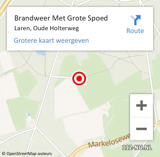 Locatie op kaart van de 112 melding: Brandweer Met Grote Spoed Naar Laren, Oude Holterweg op 3 april 2023 20:58