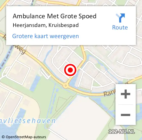 Locatie op kaart van de 112 melding: Ambulance Met Grote Spoed Naar Heerjansdam, Kruisbespad op 3 april 2023 21:09