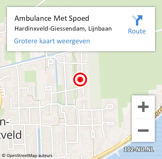 Locatie op kaart van de 112 melding: Ambulance Met Spoed Naar Hardinxveld-Giessendam, Lijnbaan op 3 april 2023 22:06