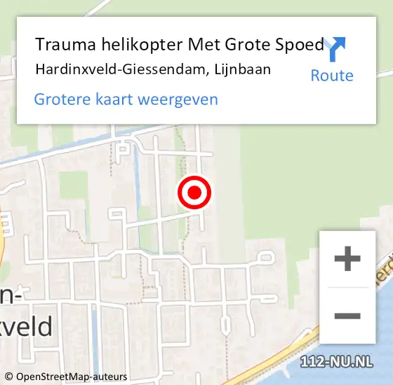 Locatie op kaart van de 112 melding: Trauma helikopter Met Grote Spoed Naar Hardinxveld-Giessendam, Lijnbaan op 3 april 2023 22:13