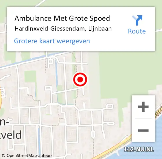 Locatie op kaart van de 112 melding: Ambulance Met Grote Spoed Naar Hardinxveld-Giessendam, Lijnbaan op 3 april 2023 22:13