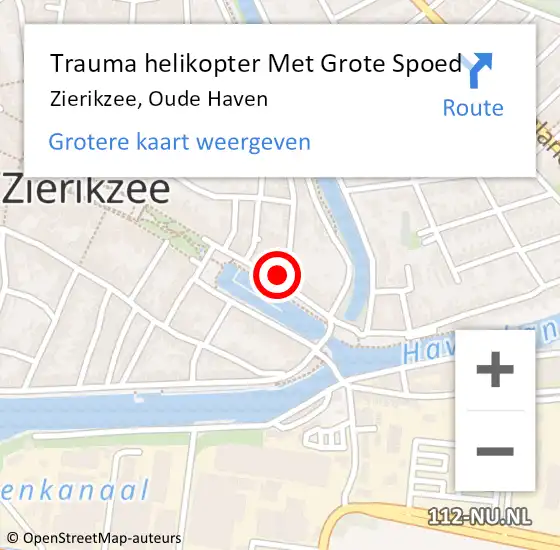 Locatie op kaart van de 112 melding: Trauma helikopter Met Grote Spoed Naar Zierikzee, Oude Haven op 3 april 2023 22:22