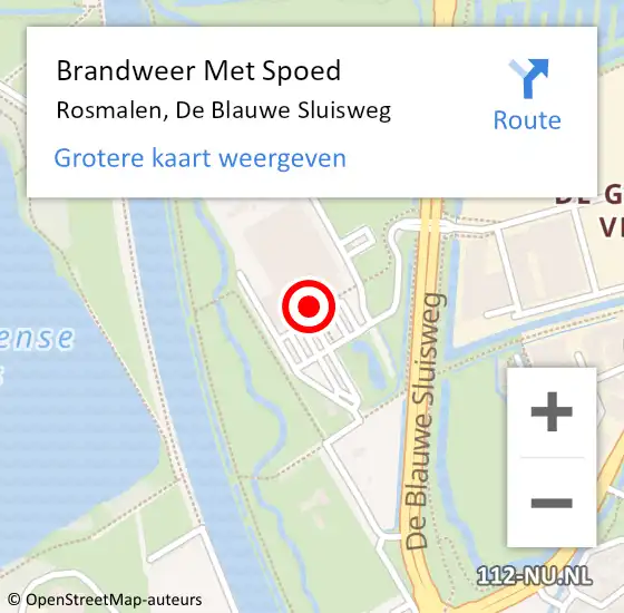 Locatie op kaart van de 112 melding: Brandweer Met Spoed Naar Rosmalen, De Blauwe Sluisweg op 4 april 2023 00:28