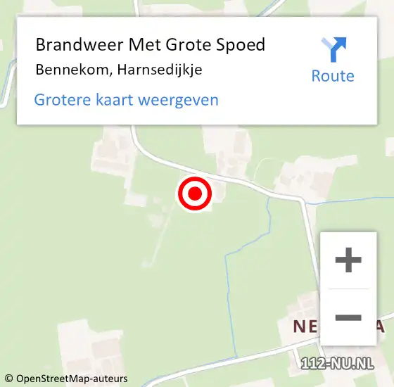 Locatie op kaart van de 112 melding: Brandweer Met Grote Spoed Naar Bennekom, Harnsedijkje op 4 april 2023 00:38