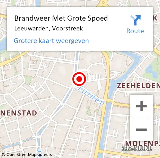 Locatie op kaart van de 112 melding: Brandweer Met Grote Spoed Naar Leeuwarden, Voorstreek op 4 april 2023 01:08