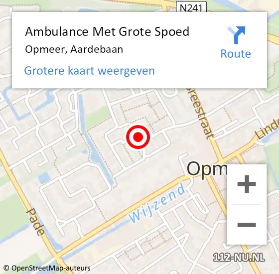 Locatie op kaart van de 112 melding: Ambulance Met Grote Spoed Naar Opmeer, Aardebaan op 4 april 2023 01:58