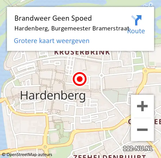 Locatie op kaart van de 112 melding: Brandweer Geen Spoed Naar Hardenberg, Burgemeester Bramerstraat op 4 april 2023 03:15