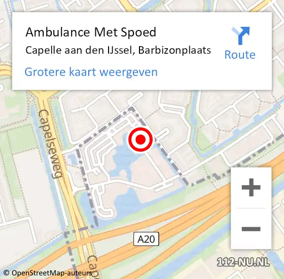 Locatie op kaart van de 112 melding: Ambulance Met Spoed Naar Capelle aan den IJssel, Barbizonplaats op 4 april 2023 03:19