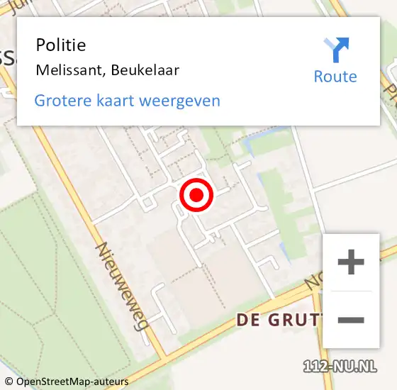 Locatie op kaart van de 112 melding: Politie Melissant, Beukelaar op 4 april 2023 03:31