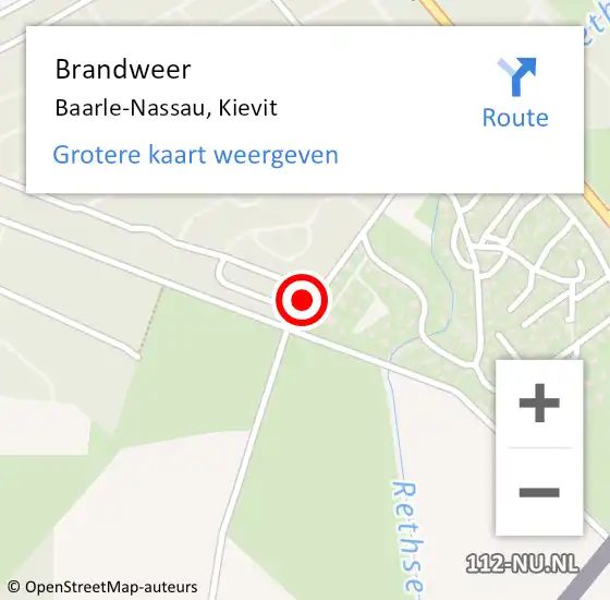 Locatie op kaart van de 112 melding: Brandweer Baarle-Nassau, Kievit op 4 april 2023 03:49