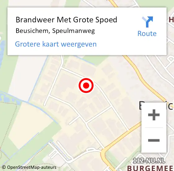 Locatie op kaart van de 112 melding: Brandweer Met Grote Spoed Naar Beusichem, Speulmanweg op 4 april 2023 04:31