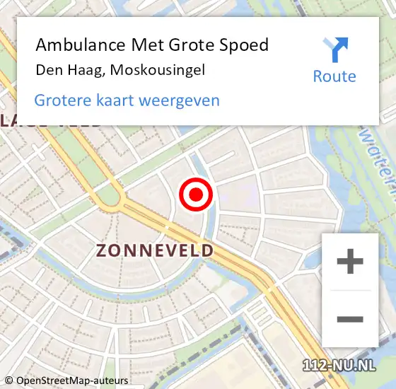 Locatie op kaart van de 112 melding: Ambulance Met Grote Spoed Naar Den Haag, Moskousingel op 4 april 2023 04:51